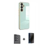 MARSİLYAN™- Galaxy S25 Plus Kılıf Yankı Serisi - Siyah 3D Antistatik Hayalet Cam Ekran Koruyucu + Raze Metal Kamera Lens - SH