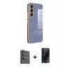 MARSİLYAN™- Galaxy S25 Plus Kılıf Yankı Serisi - Siyah 3D Antistatik Hayalet Cam Ekran Koruyucu + Raze Metal Kamera Lens - SH