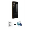 MARSİLYAN™- Galaxy S25 Plus Kılıf Yankı Serisi - Siyah 3D Antistatik Seramik Nano Ekran Koruyucu + Raze Metal Kamera Lens - GS