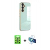 MARSİLYAN™- Galaxy S25 Plus Kılıf Yankı Serisi - Siyah 3D Antistatik Seramik Nano Ekran Koruyucu + Raze Metal Kamera Lens - MI