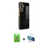 MARSİLYAN™- Galaxy S25 Plus Kılıf Yankı Serisi - Siyah 3D Antistatik Seramik Nano Ekran Koruyucu + Raze Metal Kamera Lens - MI