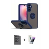 MARSİLYAN™- Galaxy S25 Plus Kılıf Yörünge Çizgi - Şeffaf Pasifik Cam Ekran Koruyucu + Raze Metal Kamera Lens - SH