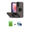 MARSİLYAN™- Galaxy S25 Plus Kılıf Yörünge Çizgi - Siyah 3D Antistatik Seramik Nano Ekran Koruyucu + Raze Metal Kamera Lens - LI