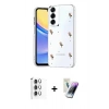 MARSİLYAN™- Galaxy S25 Plus Kılıf Yörünge Form - Şeffaf Pasifik Cam Ekran Koruyucu + Raze Metal Kamera Lens - GS