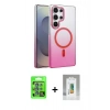 MARSİLYAN™- Galaxy S25 Ultra Kılıf Ahenk Doku Özel Seri - Şeffaf Polymer Nano Ekran Koruyucu + Raze Metal Kamera Lens - MI
