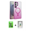 MARSİLYAN™- Galaxy S25 Ultra Kılıf Ahenk Doku Özel Seri - Şeffaf Polymer Nano Ekran Koruyucu + Raze Metal Kamera Lens - MI
