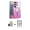 MARSİLYAN™- Galaxy S25 Ultra Kılıf Ahenk Doku Özel Seri - Şeffaf Polymer Nano Ekran Koruyucu + Titan Gri Bilvis Titan Kamera Lens