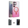 MARSİLYAN™- Galaxy S25 Ultra Kılıf Ahenk Doku Özel Seri - Siyah 3D Antistatik Hayalet Cam Ekran Koruyucu + Bilvis Titan Kamera Lens - LT