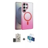 MARSİLYAN™- Galaxy S25 Ultra Kılıf Ahenk Doku Özel Seri - Siyah 3D Antistatik Seramik Nano Ekran Koruyucu + Bilvis Titan Kamera Lens - SH