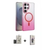 MARSİLYAN™- Galaxy S25 Ultra Kılıf Ahenk Doku Özel Seri - Siyah Bilvis 3D Cam Ekran Koruyucu + Bilvis Titan Kamera Lens - TNGI
