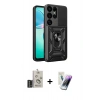 MARSİLYAN™- Galaxy S25 Ultra Kılıf Ahenk Klasik - Şeffaf Pasifik Cam Ekran Koruyucu + Bilvis Titan Kamera Lens - SH