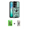 MARSİLYAN™- Galaxy S25 Ultra Kılıf Ahenk Klasik - Siyah Bilvis 3D Cam Ekran Koruyucu + Raze Metal Kamera Lens - NLGY