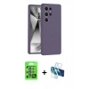 MARSİLYAN™- Galaxy S25 Ultra Kılıf Ahenk Serisi - Siyah 3D Antistatik Seramik Nano Ekran Koruyucu + Raze Metal Kamera Lens - MI