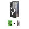 MARSİLYAN™- Galaxy S25 Ultra Kılıf Ahenk Yansıma Prime - Siyah Bilvis 3D Cam Ekran Koruyucu + Raze Metal Kamera Lens - NLGY