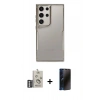 MARSİLYAN™- Galaxy S25 Ultra Kılıf Akış Çizgi Koleksiyonu - Siyah 3D Antistatik Hayalet Cam Ekran Koruyucu + Bilvis Titan Kamera Lens - GS