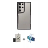 MARSİLYAN™- Galaxy S25 Ultra Kılıf Akış Çizgi Koleksiyonu - Siyah 3D Antistatik Seramik Nano Ekran Koruyucu + Bilvis Titan Kamera Lens - TNGI