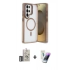 MARSİLYAN™- Galaxy S25 Ultra Kılıf Akış Form - Şeffaf Pasifik Cam Ekran Koruyucu + Bilvis Titan Kamera Lens - GS