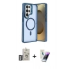 MARSİLYAN™- Galaxy S25 Ultra Kılıf Akış Form - Şeffaf Pasifik Cam Ekran Koruyucu + Bilvis Titan Kamera Lens - GS
