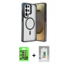 MARSİLYAN™- Galaxy S25 Ultra Kılıf Akış Form - Şeffaf Polymer Nano Ekran Koruyucu + Raze Metal Kamera Lens - NLGY