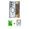 MARSİLYAN™- Galaxy S25 Ultra Kılıf Akış Form - Şeffaf Polymer Nano Ekran Koruyucu + Raze Metal Kamera Lens - NLGY