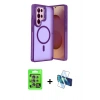 MARSİLYAN™- Galaxy S25 Ultra Kılıf Akış Form - Siyah 3D Antistatik Cam Ekran Koruyucu + Raze Metal Kamera Lens - NLGY