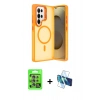 MARSİLYAN™- Galaxy S25 Ultra Kılıf Akış Form - Siyah 3D Antistatik Cam Ekran Koruyucu + Raze Metal Kamera Lens - NLGY