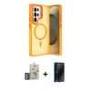MARSİLYAN™- Galaxy S25 Ultra Kılıf Akış Form - Siyah 3D Antistatik Hayalet Cam Ekran Koruyucu + Bilvis Titan Kamera Lens - GS