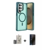 MARSİLYAN™- Galaxy S25 Ultra Kılıf Akış Form - Siyah 3D Antistatik Hayalet Cam Ekran Koruyucu + Bilvis Titan Kamera Lens - GS