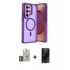 MARSİLYAN™- Galaxy S25 Ultra Kılıf Akış Form - Siyah 3D Antistatik Hayalet Cam Ekran Koruyucu + Bilvis Titan Kamera Lens - GS