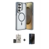MARSİLYAN™- Galaxy S25 Ultra Kılıf Akış Form - Siyah 3D Antistatik Hayalet Cam Ekran Koruyucu + Bilvis Titan Kamera Lens - SH