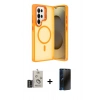 MARSİLYAN™- Galaxy S25 Ultra Kılıf Akış Form - Siyah 3D Antistatik Hayalet Cam Ekran Koruyucu + Bilvis Titan Kamera Lens - SH