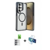 MARSİLYAN™- Galaxy S25 Ultra Kılıf Akış Form - Siyah 3D Antistatik Seramik Nano Ekran Koruyucu + Raze Metal Kamera Lens - GS