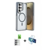 MARSİLYAN™- Galaxy S25 Ultra Kılıf Akış Form - Siyah 3D Antistatik Seramik Nano Ekran Koruyucu + Raze Metal Kamera Lens - GS