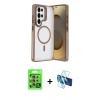 MARSİLYAN™- Galaxy S25 Ultra Kılıf Akış Form - Siyah 3D Antistatik Seramik Nano Ekran Koruyucu + Raze Metal Kamera Lens - NLGY