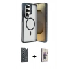 MARSİLYAN™- Galaxy S25 Ultra Kılıf Akış Form - Siyah Bilvis 3D Cam Ekran Koruyucu + Bilvis Titan Kamera Lens - LT