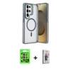 MARSİLYAN™- Galaxy S25 Ultra Kılıf Akış Form - Siyah Bilvis 3D Cam Ekran Koruyucu + Raze Metal Kamera Lens - NLGY