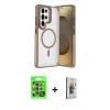 MARSİLYAN™- Galaxy S25 Ultra Kılıf Akış Form - Siyah Bilvis 3D Cam Ekran Koruyucu + Raze Metal Kamera Lens - NLGY