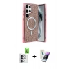 MARSİLYAN™- Galaxy S25 Ultra Kılıf Eksen Çizgi - Şeffaf Pasifik Cam Ekran Koruyucu + Raze Metal Kamera Lens - GS