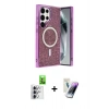 MARSİLYAN™- Galaxy S25 Ultra Kılıf Eksen Çizgi - Şeffaf Pasifik Cam Ekran Koruyucu + Raze Metal Kamera Lens - GS