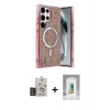 MARSİLYAN™- Galaxy S25 Ultra Kılıf Eksen Çizgi - Şeffaf Polymer Nano Ekran Koruyucu + Bilvis Titan Kamera Lens - TNGI