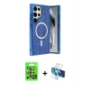 MARSİLYAN™- Galaxy S25 Ultra Kılıf Eksen Çizgi - Siyah 3D Antistatik Cam Ekran Koruyucu + Raze Metal Kamera Lens - NLGY