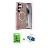 MARSİLYAN™- Galaxy S25 Ultra Kılıf Eksen Çizgi - Siyah 3D Antistatik Cam Ekran Koruyucu + Raze Metal Kamera Lens - NLGY
