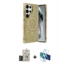 MARSİLYAN™- Galaxy S25 Ultra Kılıf Eksen Çizgi - Siyah 3D Antistatik Cam Ekran Koruyucu + Bilvis Titan Kamera Lens - TNGI