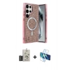 MARSİLYAN™- Galaxy S25 Ultra Kılıf Eksen Çizgi - Siyah 3D Antistatik Seramik Nano Ekran Koruyucu + Bilvis Titan Kamera Lens - TNGI