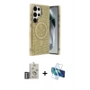 MARSİLYAN™- Galaxy S25 Ultra Kılıf Eksen Çizgi - Siyah 3D Antistatik Seramik Nano Ekran Koruyucu + Bilvis Titan Kamera Lens - GS