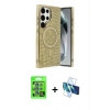 MARSİLYAN™- Galaxy S25 Ultra Kılıf Eksen Çizgi - Siyah 3D Antistatik Seramik Nano Ekran Koruyucu + Raze Metal Kamera Lens - MI