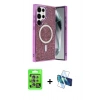 MARSİLYAN™- Galaxy S25 Ultra Kılıf Eksen Çizgi - Siyah 3D Antistatik Seramik Nano Ekran Koruyucu + Raze Metal Kamera Lens - NLGY