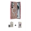 MARSİLYAN™- Galaxy S25 Ultra Kılıf Eksen Çizgi - Siyah Bilvis 3D Cam Ekran Koruyucu + Bilvis Titan Kamera Lens - GS