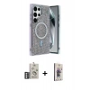 MARSİLYAN™- Galaxy S25 Ultra Kılıf Eksen Çizgi - Siyah Bilvis 3D Cam Ekran Koruyucu + Bilvis Titan Kamera Lens - GS