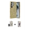 MARSİLYAN™- Galaxy S25 Ultra Kılıf Eksen Çizgi - Siyah Bilvis 3D Cam Ekran Koruyucu + Bilvis Titan Kamera Lens - GS